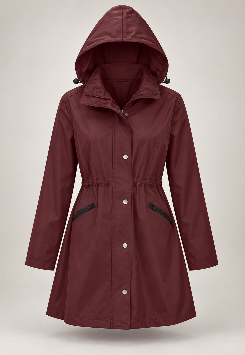 Parka impermeable mujer capucha cintura ajustable medio muslo lluvia otoño - Vérane