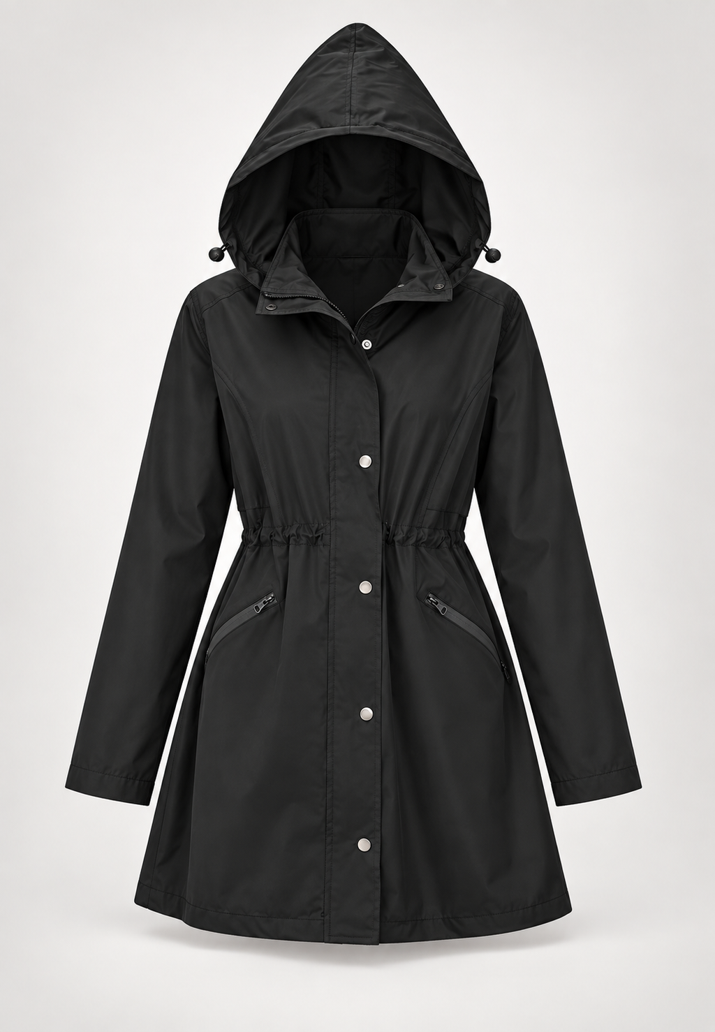 Parka impermeable mujer capucha cintura ajustable medio muslo lluvia otoño - Vérane