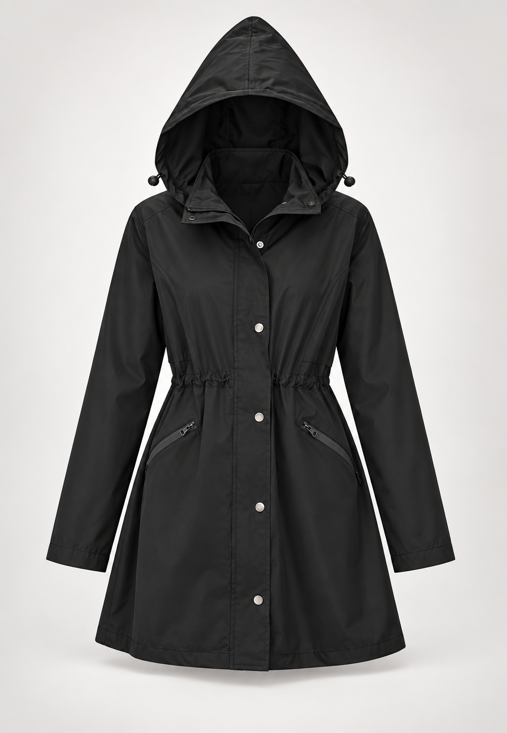 Parka impermeable mujer capucha cintura ajustable medio muslo lluvia otoño - Vérane