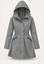Parka impermeable mujer capucha cintura ajustable medio muslo lluvia otoño - Vérane