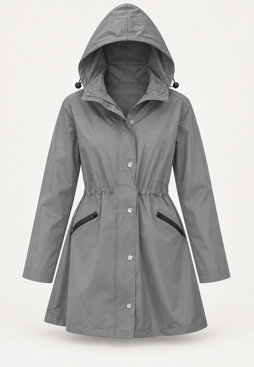Parka impermeable mujer capucha cintura ajustable medio muslo lluvia otoño - Vérane