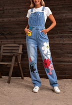 Salopette en jean pour femme à imprimé floral - Wendy