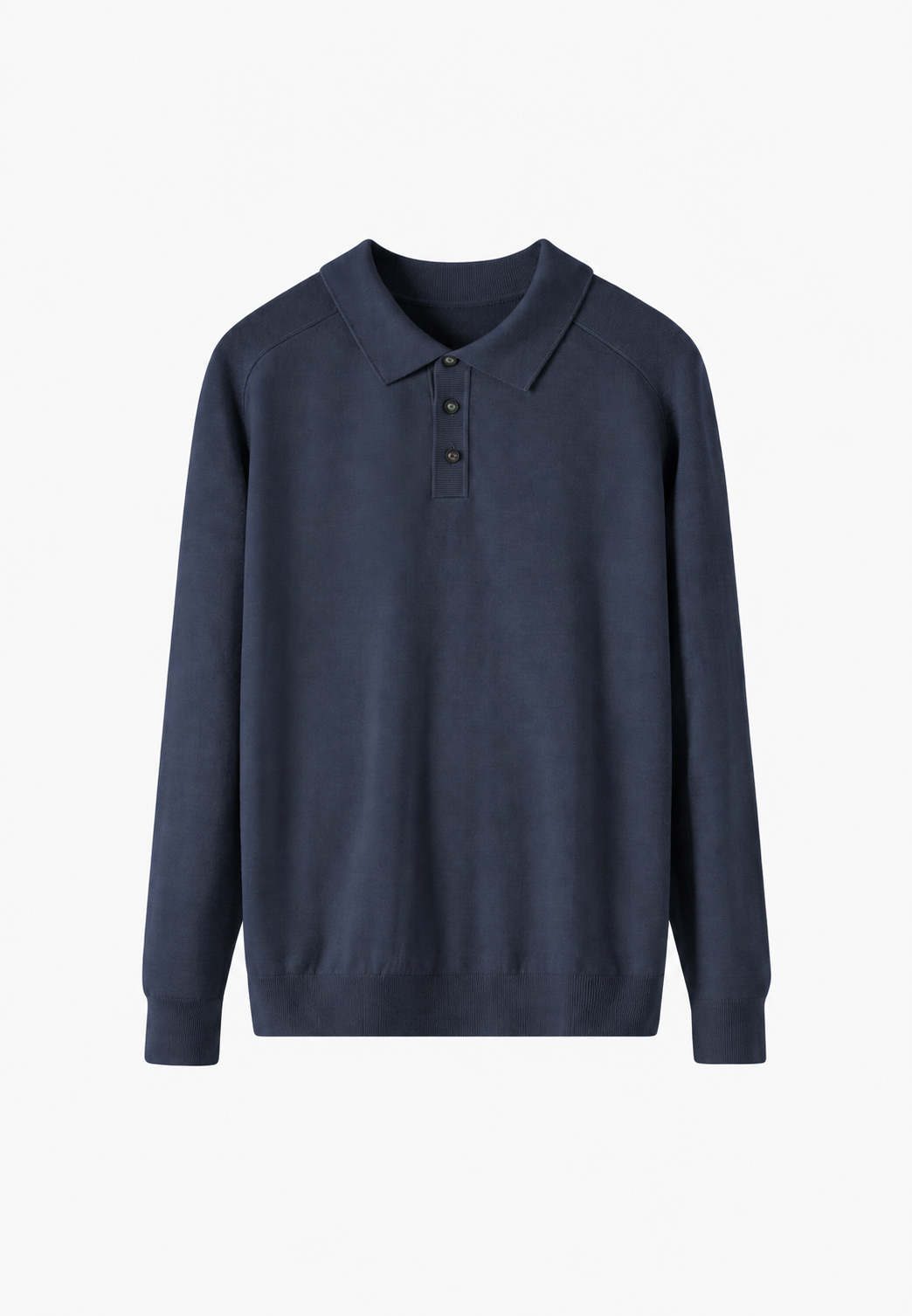 Polo punto hombre mezcla lana cuello abierto manga larga liso versátil otoño - Gaël
