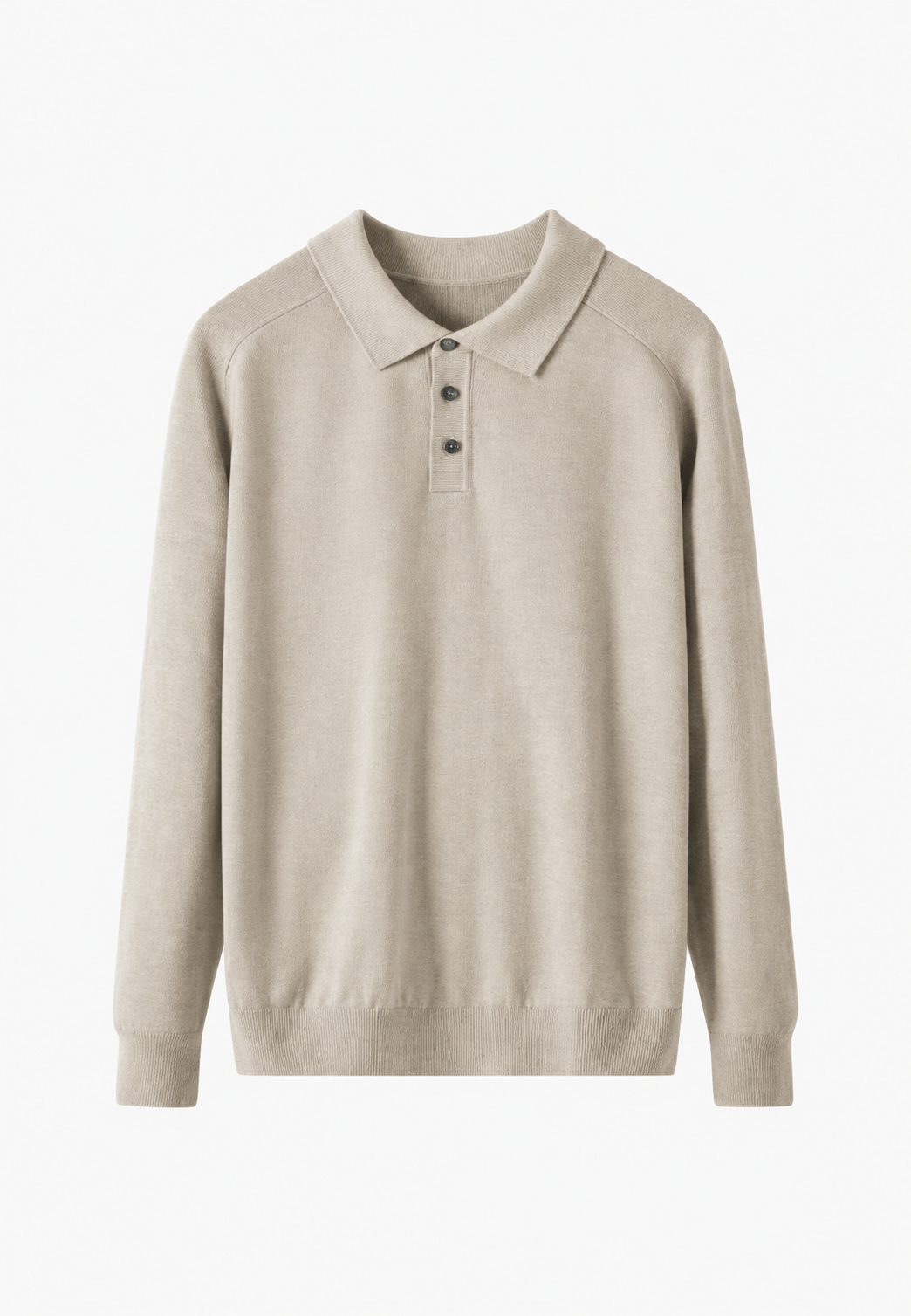 Polo punto hombre mezcla lana cuello abierto manga larga liso versátil otoño - Gaël