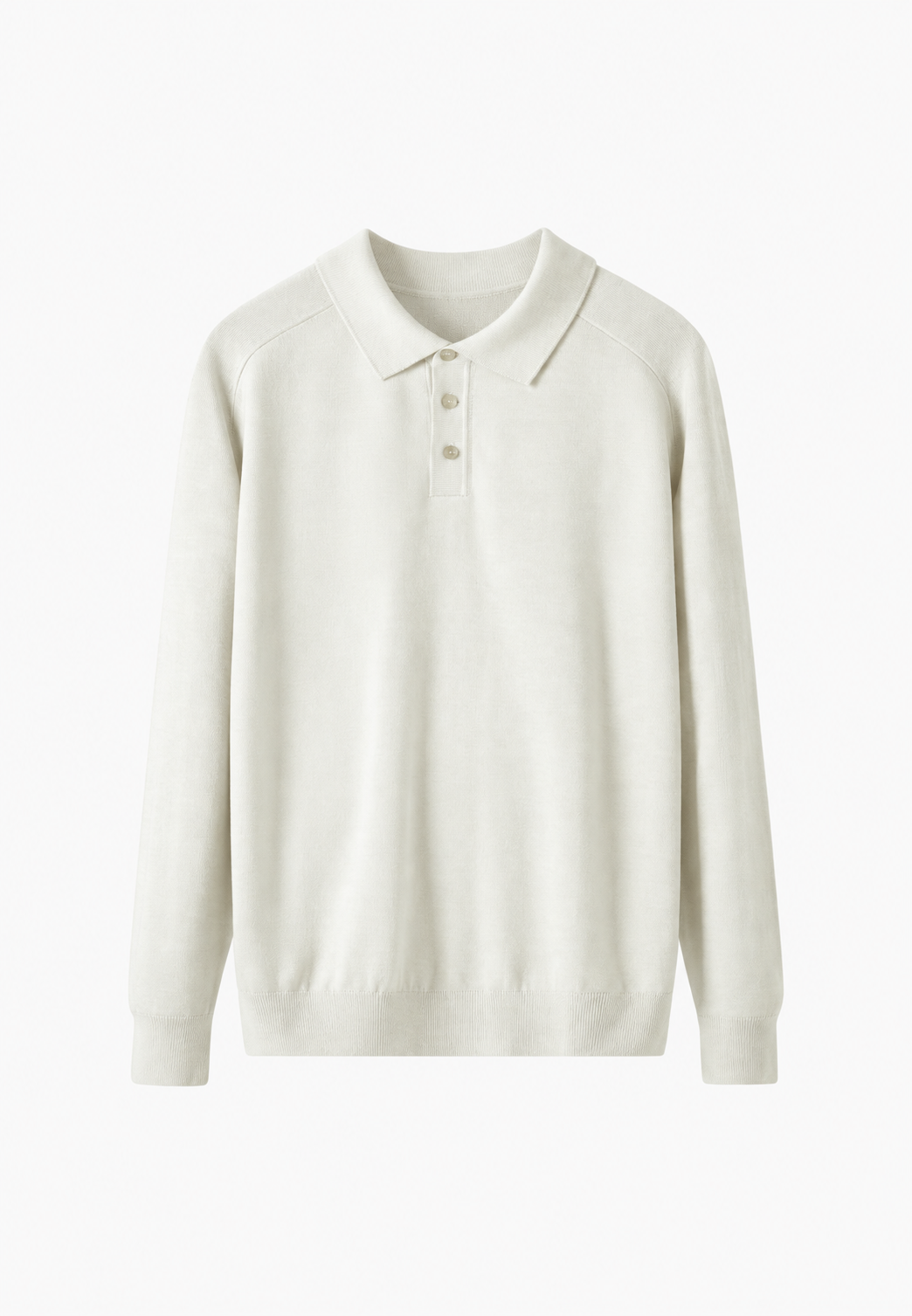 Polo punto hombre mezcla lana cuello abierto manga larga liso versátil otoño - Gaël
