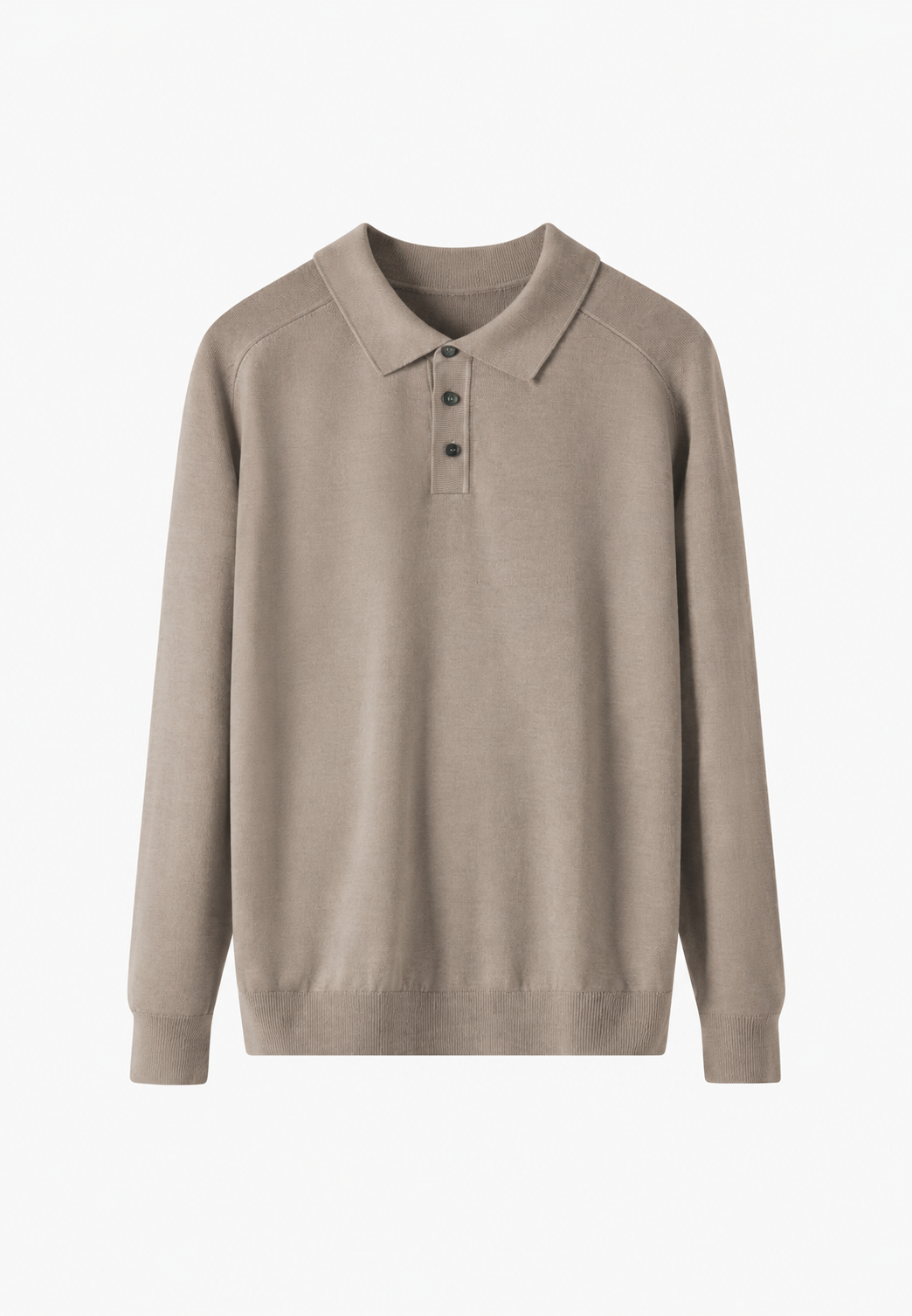 Polo punto hombre mezcla lana cuello abierto manga larga liso versátil otoño - Gaël