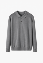 Polo punto hombre mezcla lana cuello abierto manga larga liso versátil otoño - Gaël