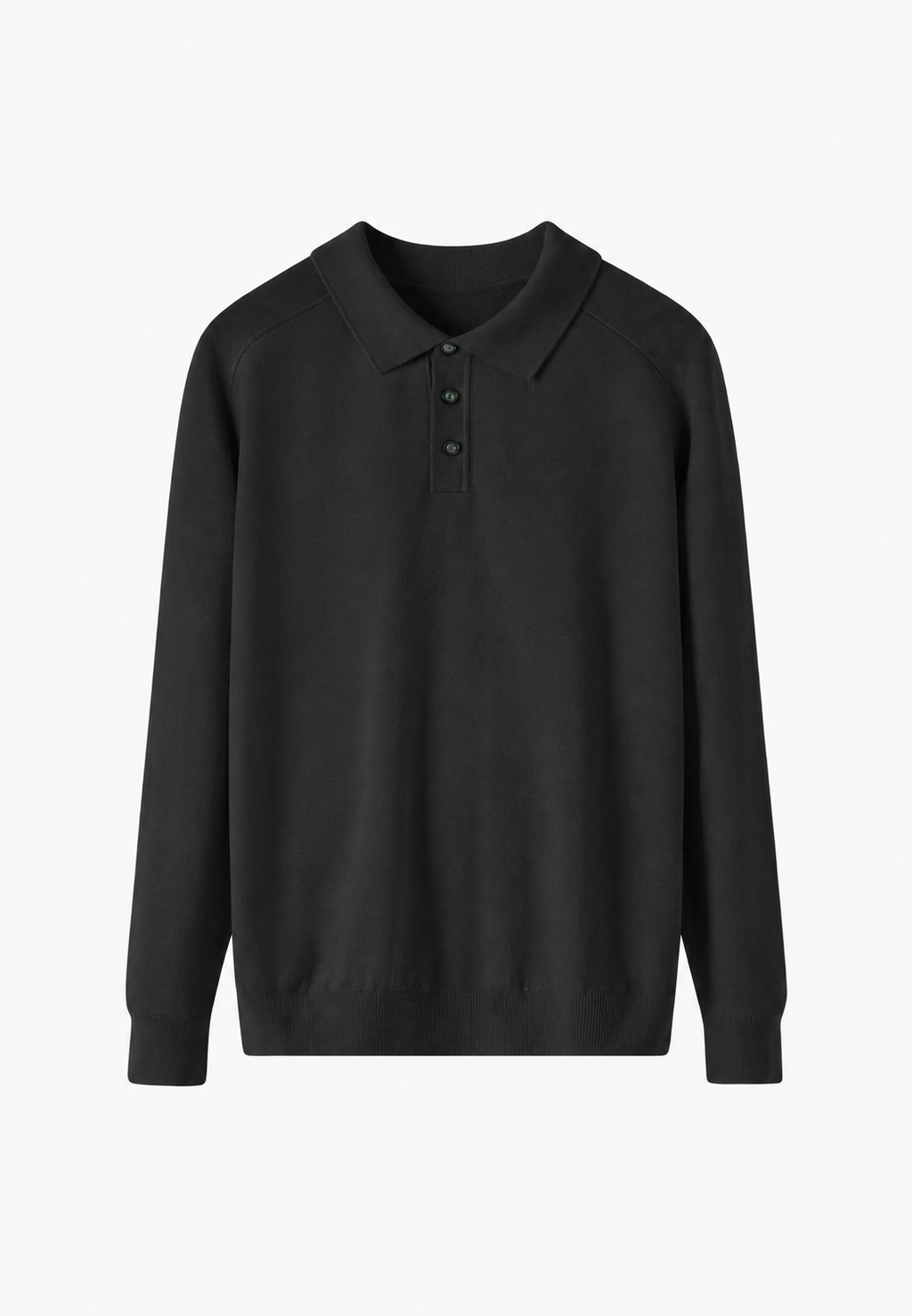 Polo punto hombre mezcla lana cuello abierto manga larga liso versátil otoño - Gaël