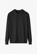 Polo punto hombre mezcla lana cuello abierto manga larga liso versátil otoño - Gaël