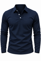 Polo homme manches longues col chemise boutons maille - Breno