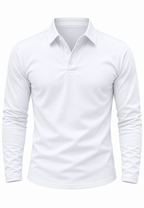 Polo homme manches longues col chemise boutons maille - Breno