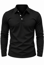 Polo homme manches longues col chemise boutons maille - Breno