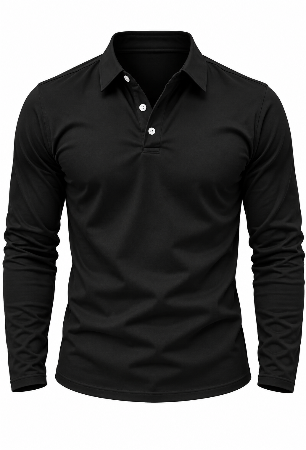 Polo homme manches longues col chemise boutons maille - Breno