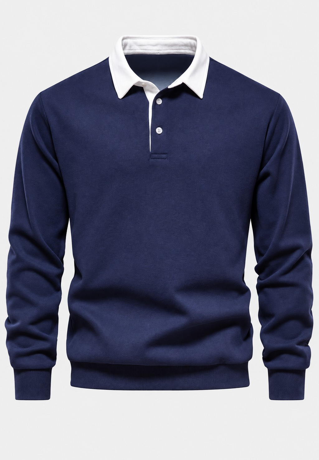 Polo homme manches longues col contrasté boutonnage court - Cassian