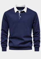 Polo homme manches longues col contrasté boutonnage court - Cassian