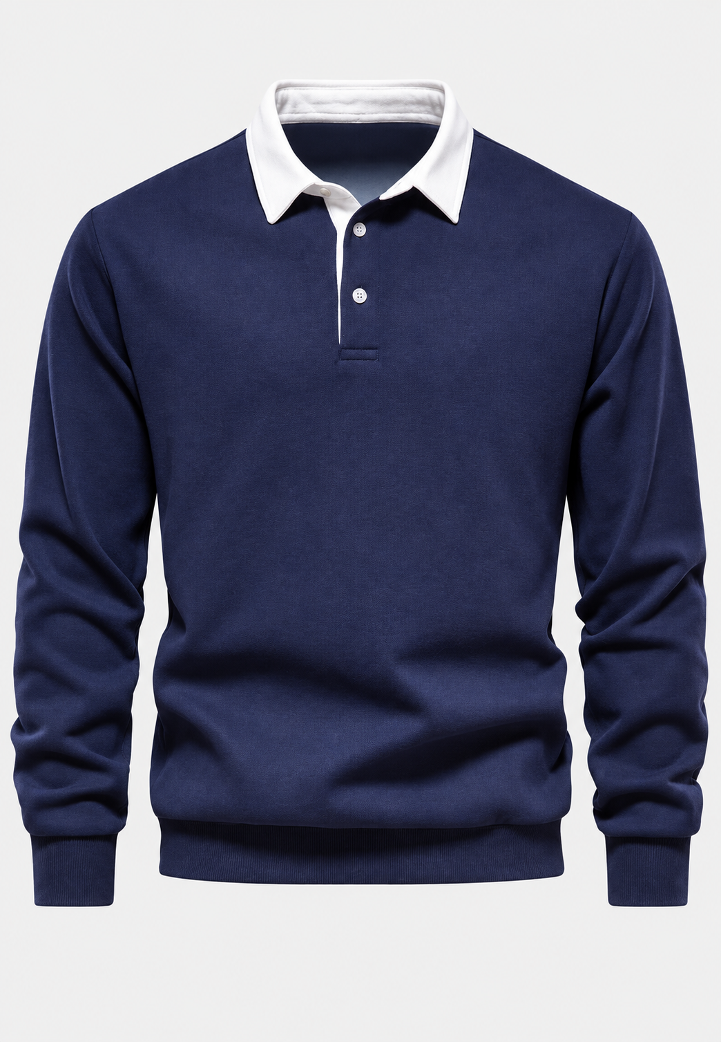 Polo homme manches longues col contrasté boutonnage court - Cassian
