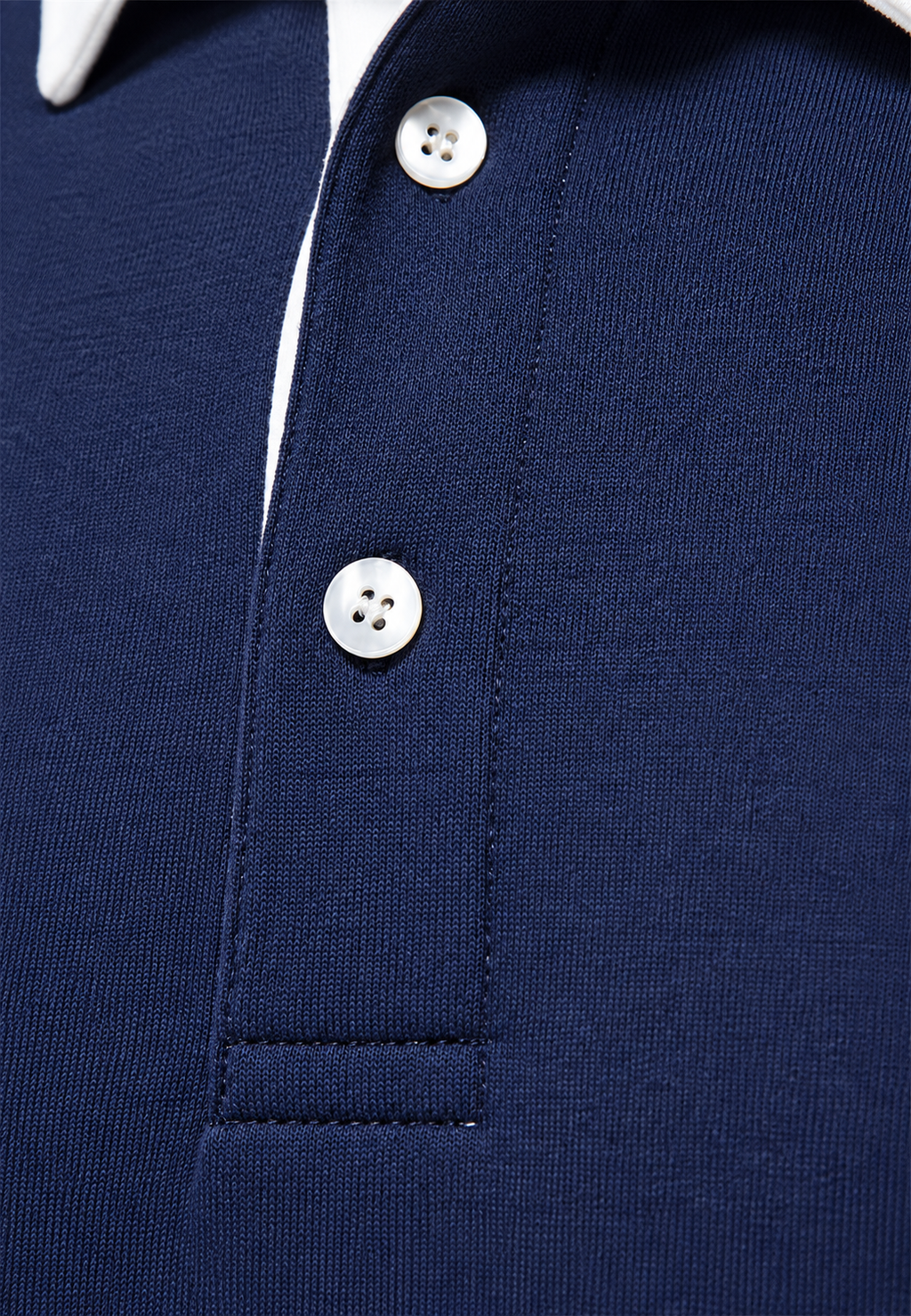 Polo homme manches longues col contrasté boutonnage court - Cassian