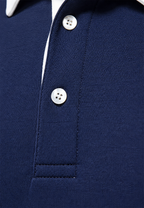 Polo homme manches longues col contrasté boutonnage court - Cassian
