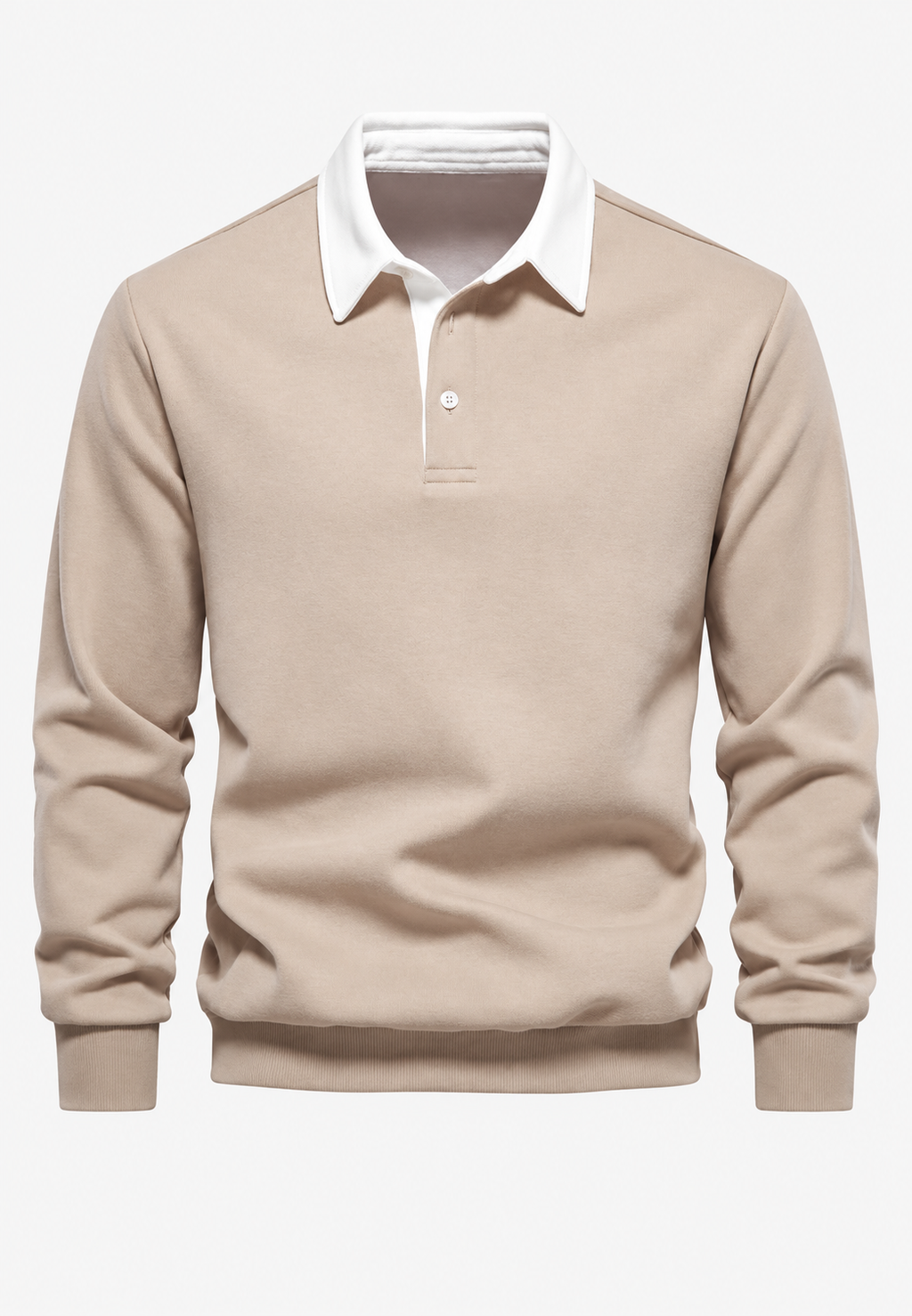 Polo homme manches longues col contrasté boutonnage court - Cassian