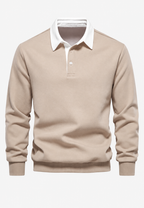 Polo homme manches longues col contrasté boutonnage court - Cassian