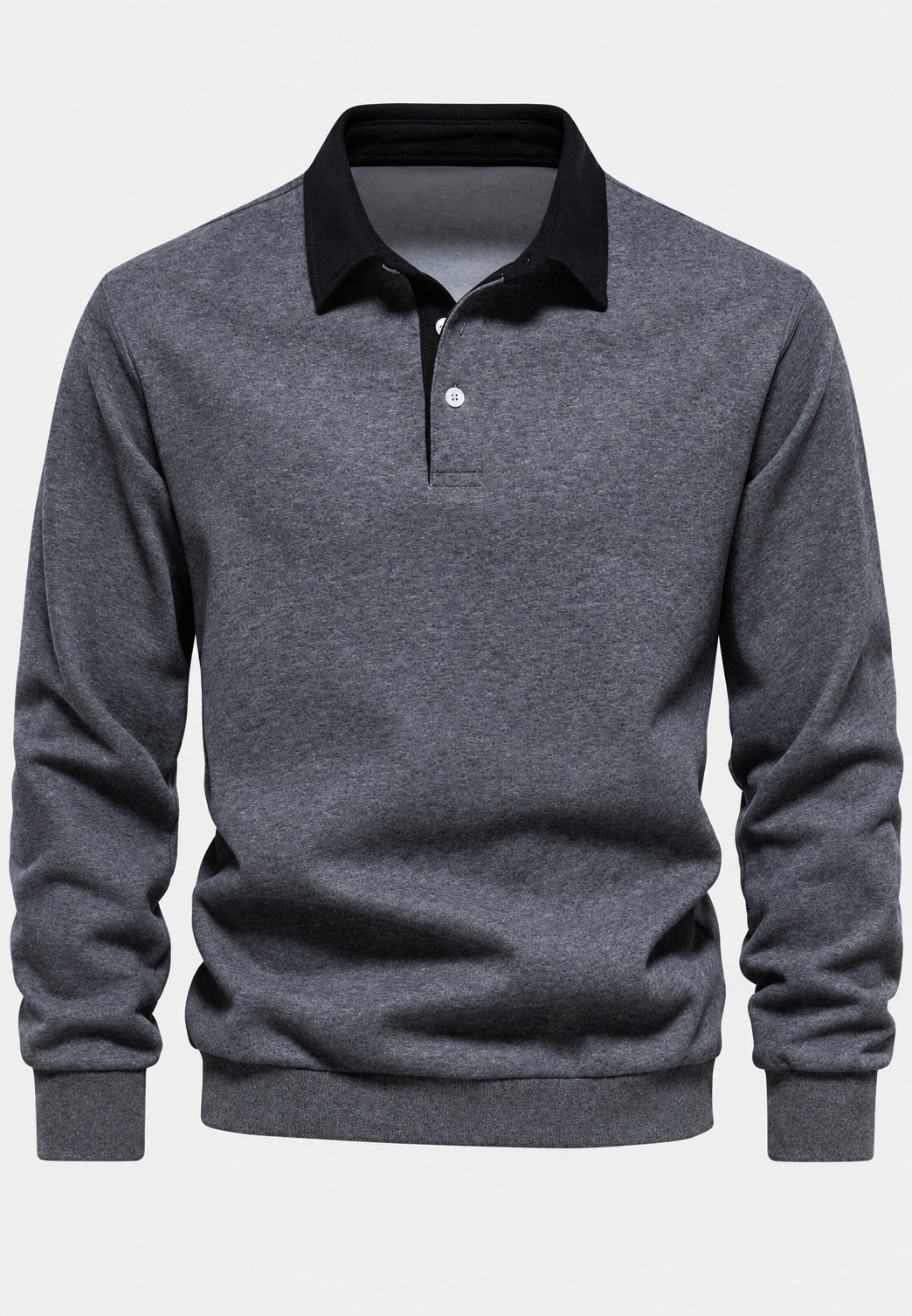 Polo homme manches longues col contrasté boutonnage court - Cassian
