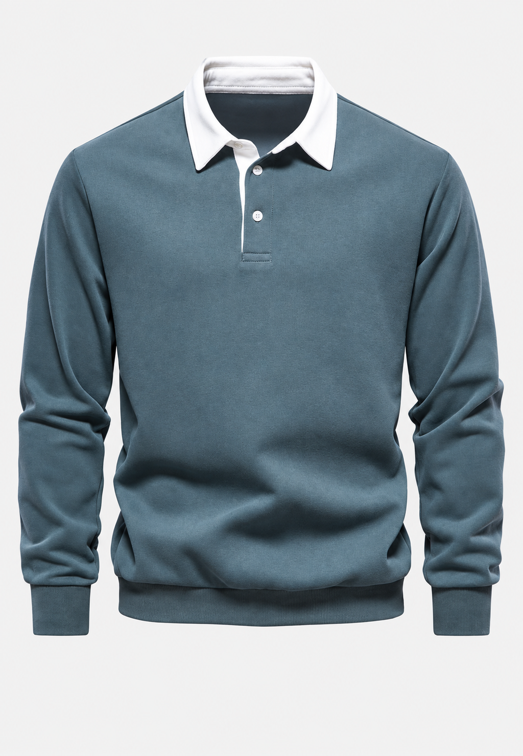 Polo homme manches longues col contrasté boutonnage court - Cassian