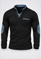 Polo homme manches longues col mao détails contrastés - Corvin