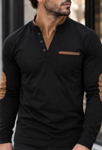 Polo homme manches longues col mao détails contrastés - Corvin