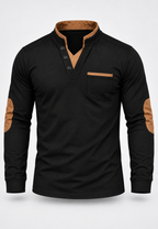 Polo homme manches longues col mao détails contrastés - Corvin