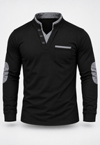 Polo homme manches longues col mao détails contrastés - Corvin