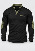 Polo homme manches longues col mao détails contrastés - Corvin