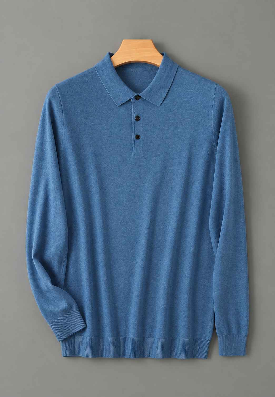 Polo homme manches longues maille fine col boutonné - Aksel