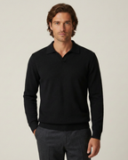 Polo homme manches longues maille unie col ouvert décontracté - Elian