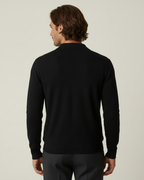 Polo homme manches longues maille unie col ouvert décontracté - Elian