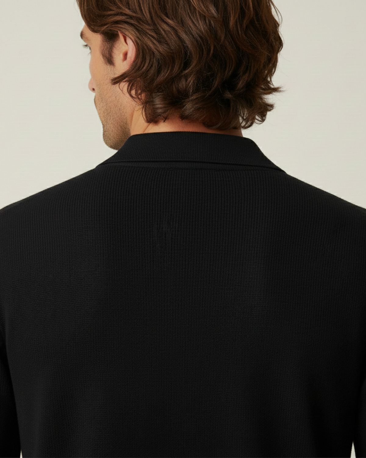 Polo homme manches longues maille unie col ouvert décontracté - Elian