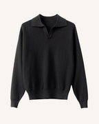 Polo homme manches longues maille unie col ouvert décontracté - Elian