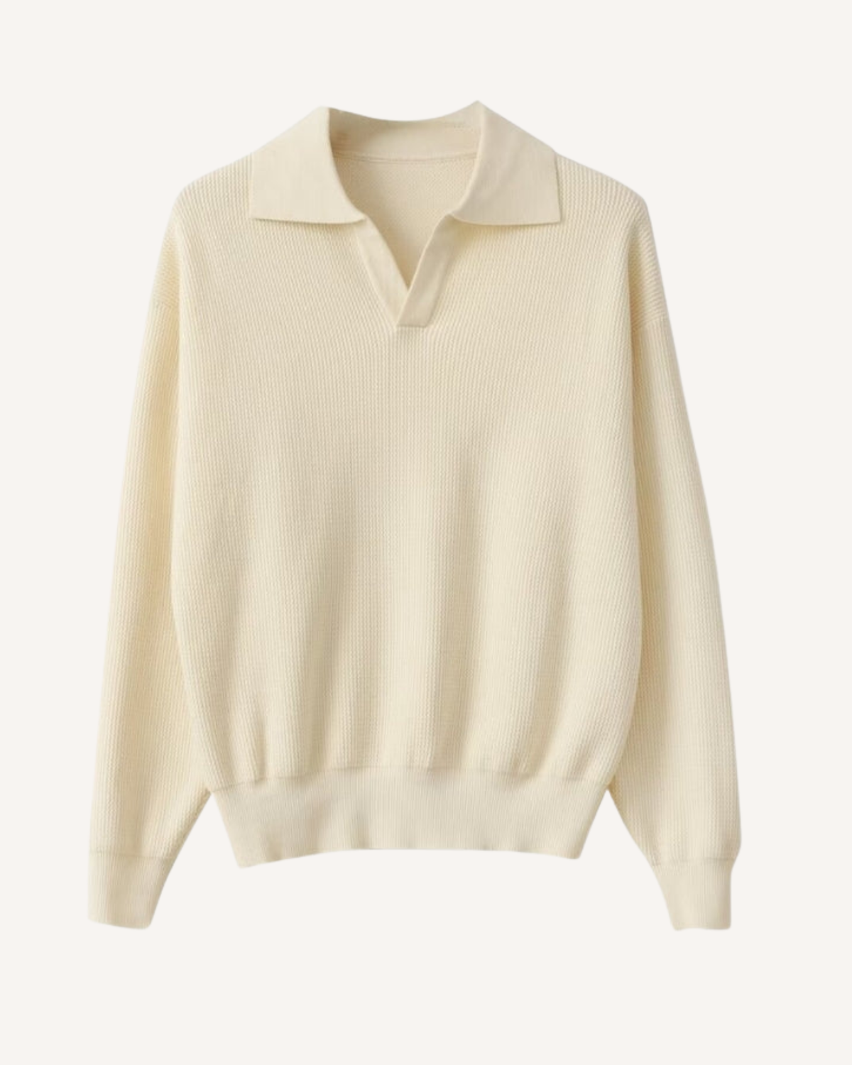 Polo homme manches longues maille unie col ouvert décontracté - Elian