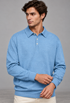 Polo homme manches longues maille unie col classique - Eder