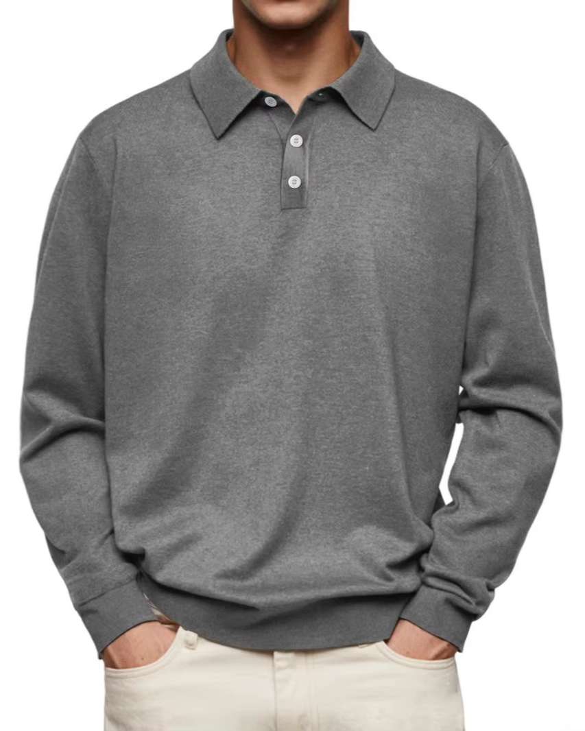 Polo homme manches longues maille unie col classique - Eder