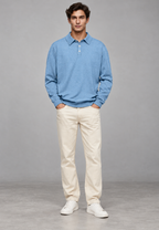 Polo homme manches longues maille unie col classique - Eder