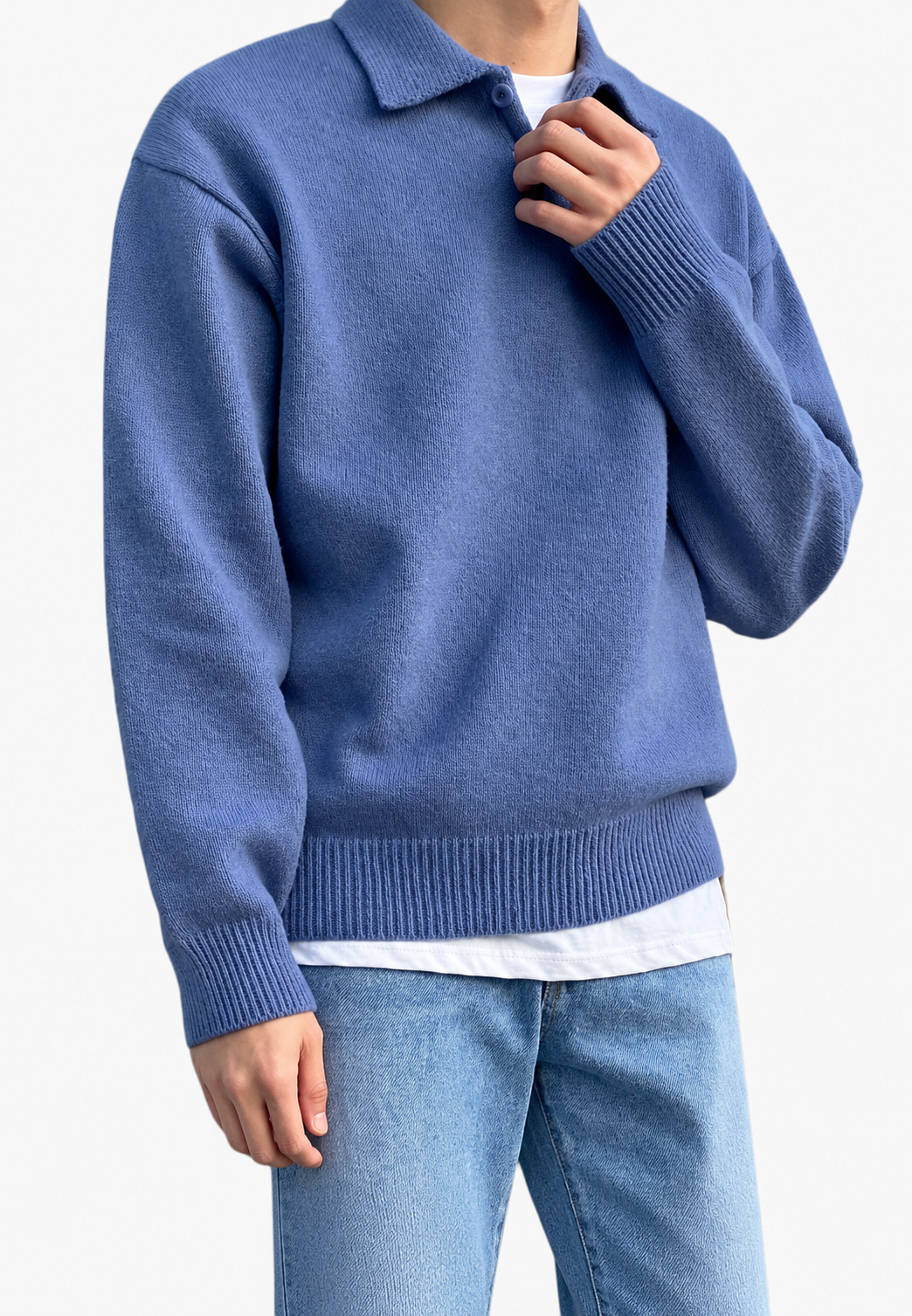 Polo homme manches longues tricot uni col polo intemporel - Miro
