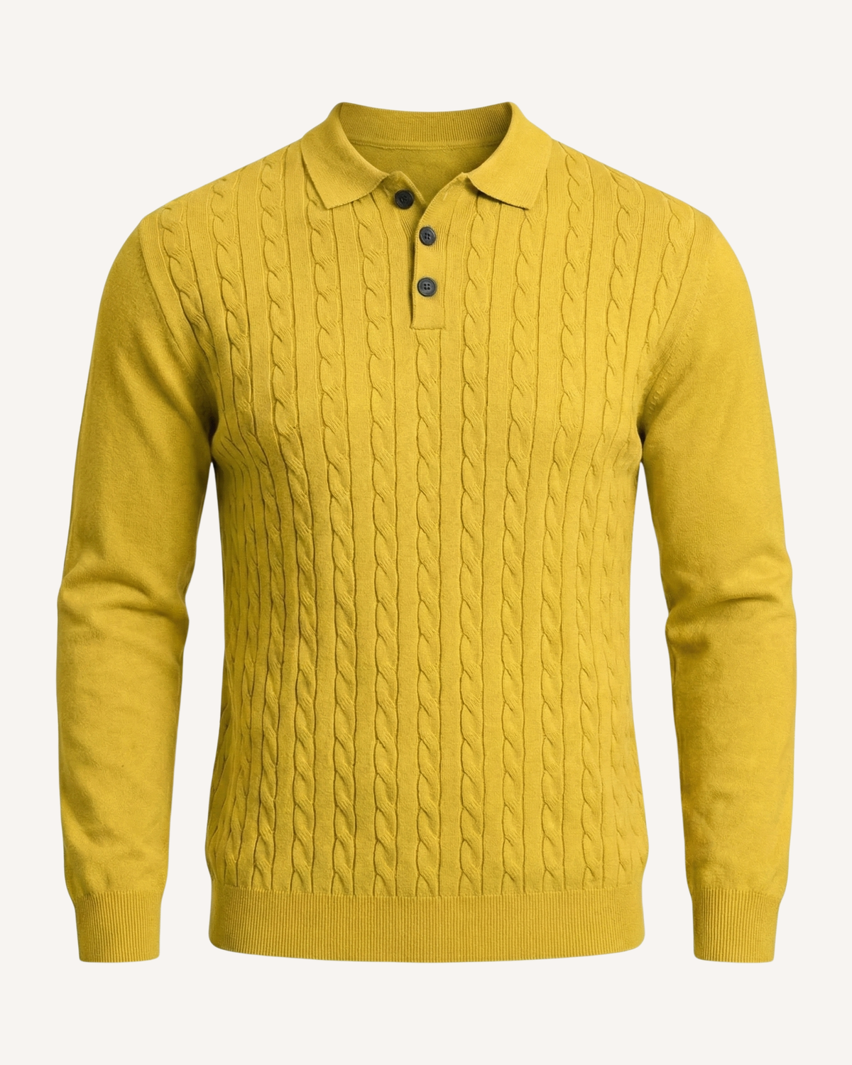 Polo homme manches longues maille torsadée col classique - Teo