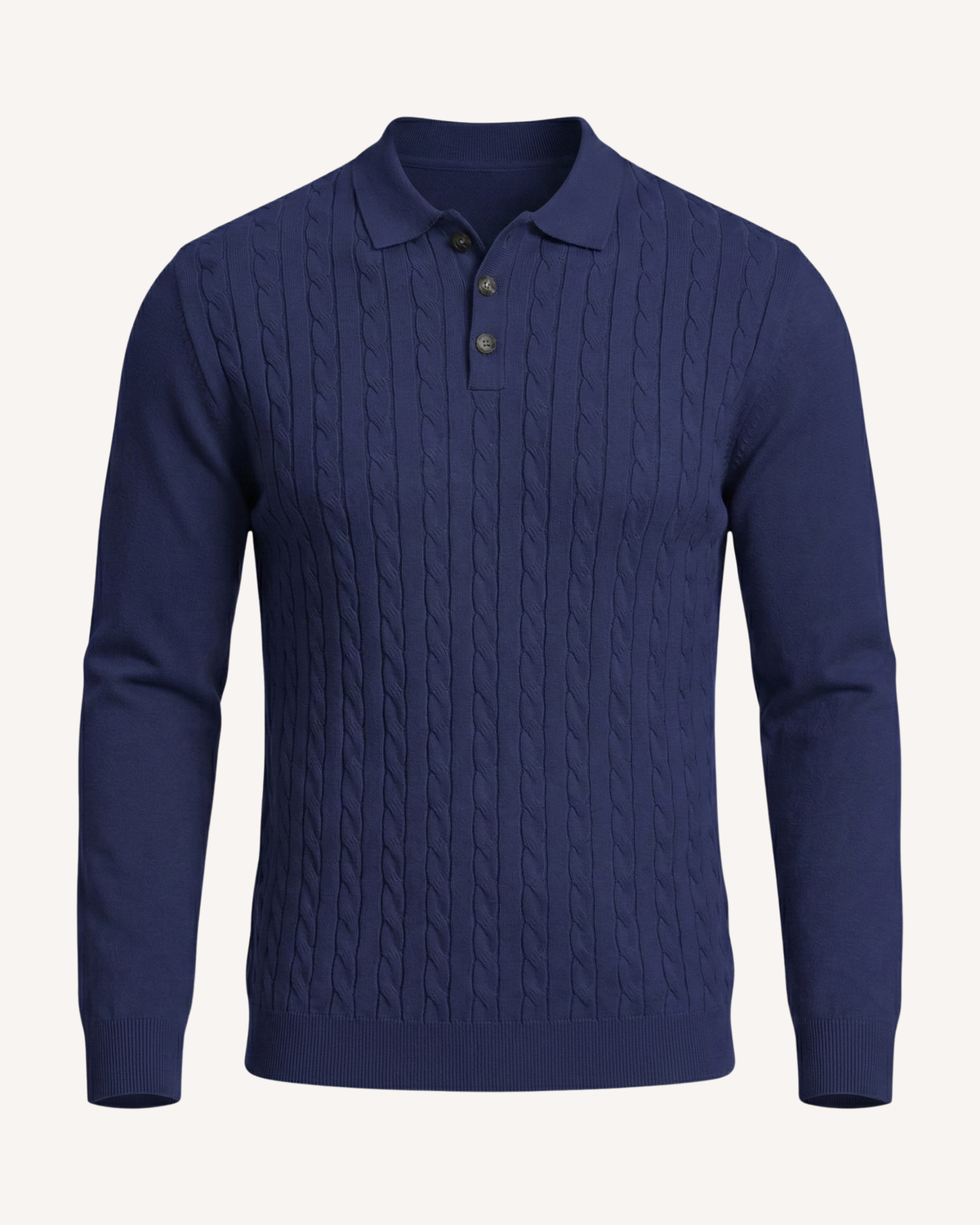 Polo homme manches longues maille torsadée col classique - Teo
