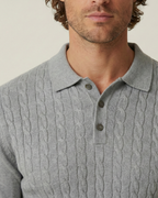 Polo homme manches longues maille torsadée col classique - Teo
