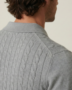 Polo homme manches longues maille torsadée col classique - Teo