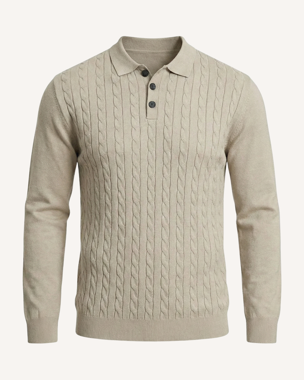 Polo homme manches longues maille torsadée col classique - Teo