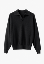 Polo homme maille texturée col ouvert manches longues - Kael