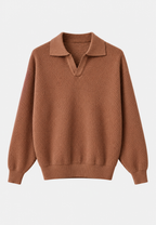 Polo homme maille texturée col ouvert manches longues - Kael