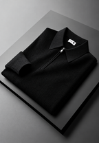 Polo homme maille texturée demi-zip manches longues tricot - Lior