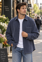 Chemise velours côtelé homme coupe ample poche poitrine - Mads